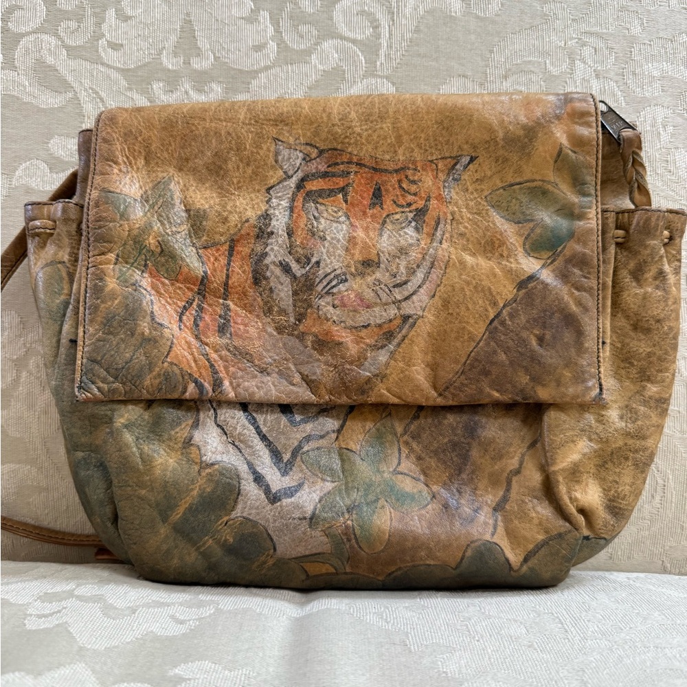Vintage Tiger Print Leather Bag